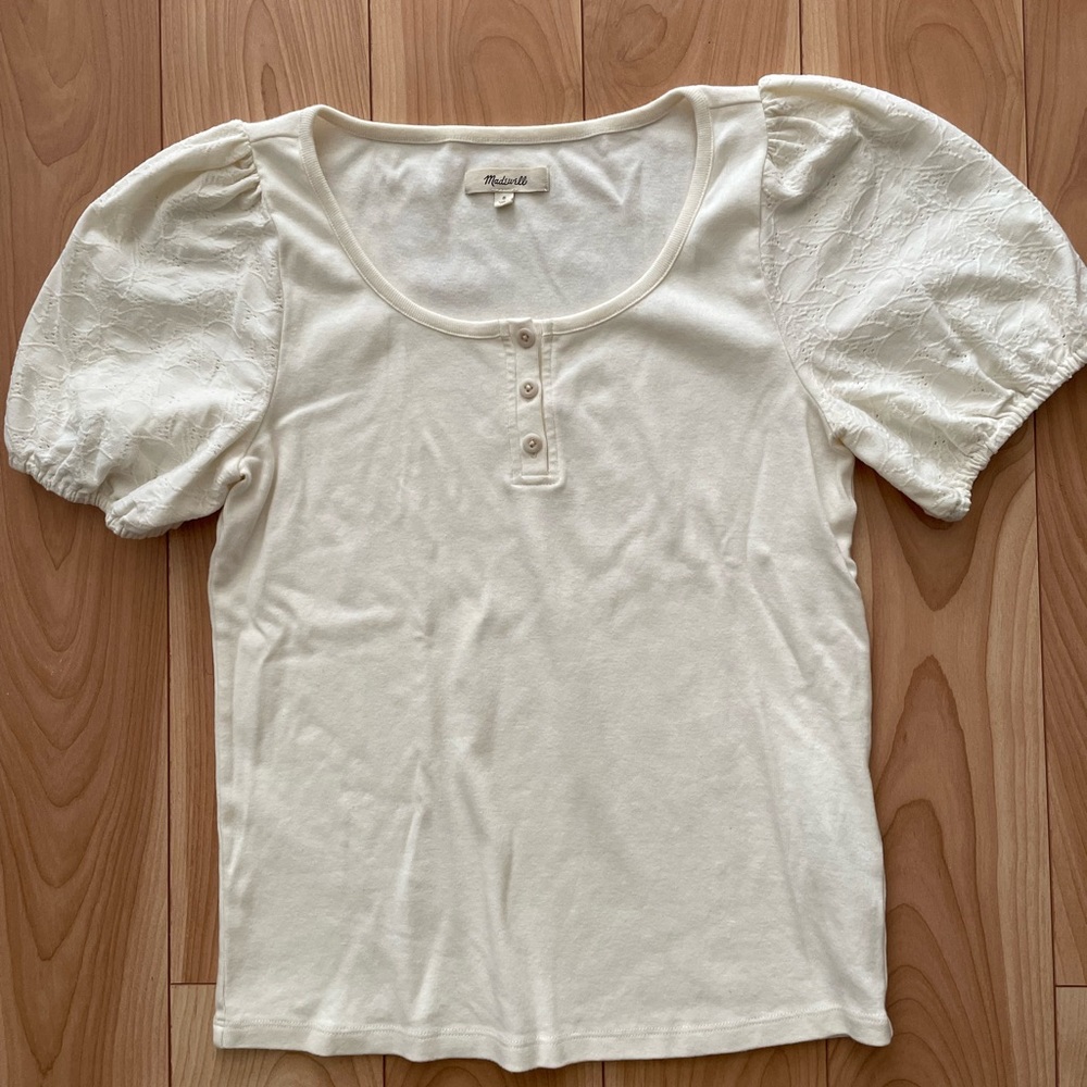 Madewell Eyelet Sleeve Henely Top